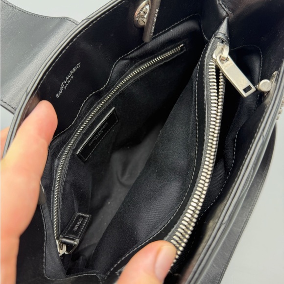 Yves Saint Laurent Black Quilted Leather Shoulder Bag with Silver Hardware - Picture 12 of 13